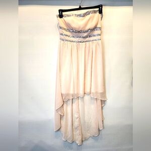 Red‎ Clover Peach Strapless Dress High Low Party Dress Size L